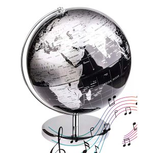 Globo Terrestre Musical Mapa Mundi Toca Musica Giratorio Enfeite Decoração Quarto Escritorio Mesa Sa