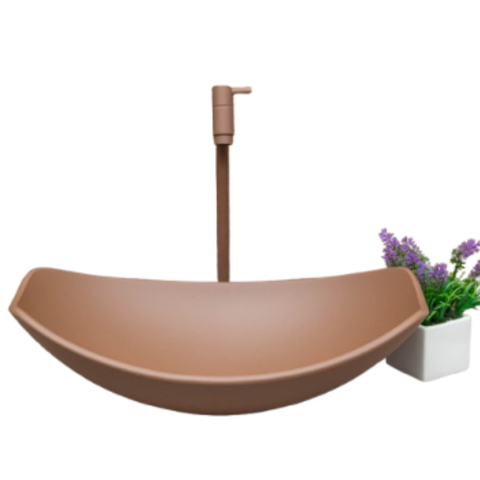 Cuba Pia de Vidro para Banheiros e Lavabos Chanfrada 47cm:marrom