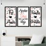 Kit 3 Quadros Decorativos Grandes Frase Deus Família Gratidão - 2