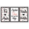 Kit 3 Quadros Decorativos Grandes Frase Deus Família Gratidão - 1