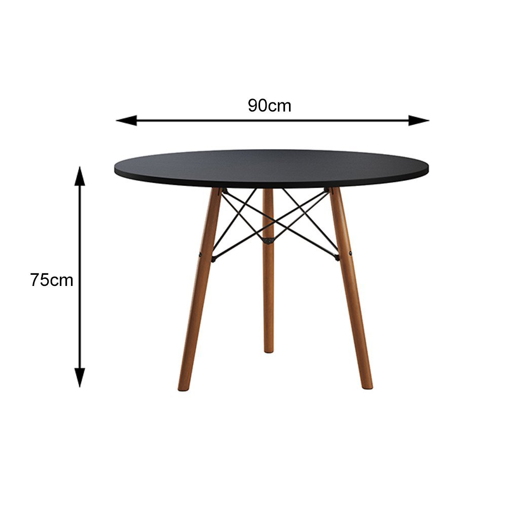 Mesa Eames Eiffel Redonda Isabella Tampo Mdp 90cm 3 Pés em Madeira Preto - 3