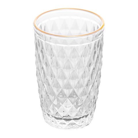 Copo Alto de Vidro com Fio de Ouro Bico de Abacaxi 330ml