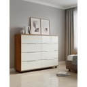 Ver imagem 4 de Cômoda Gaveteiro Grande 8 Gavetas com Rodízios Cedro Areia Repleta