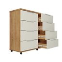 Ver imagem 2 de Cômoda Gaveteiro Grande 8 Gavetas com Rodízios Cedro Areia Repleta