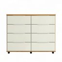 Ver imagem 3 de Cômoda Gaveteiro Grande 8 Gavetas com Rodízios Cedro Areia Repleta