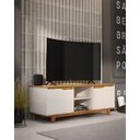 Ver imagem 1 de Rack Off White P/ Tv 32 À 55 Polegadas Bancada Luxuosa Moderna com Pés Madeira Retrô Cor Off White/f