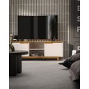 Ver imagem 6 de Rack Off White P/ Tv 32 À 55 Polegadas Bancada Luxuosa Moderna com Pés Madeira Retrô Cor Off White/f