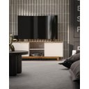 Ver imagem 7 de Rack Off White P/ Tv 32 À 55 Polegadas Bancada Luxuosa Moderna com Pés Madeira Retrô Cor Off White/f