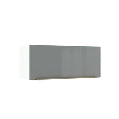 Armário Aéreo Madesa Lux 80 cm 1 Porta Basculante Branco/Cinza Cor:Branco/Cinza