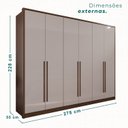 Ver imagem 3 de Guarda-Roupa 6 Portas 6 Gavetas Anápolis Plus 100% MDF Bege/New Canion/Off White