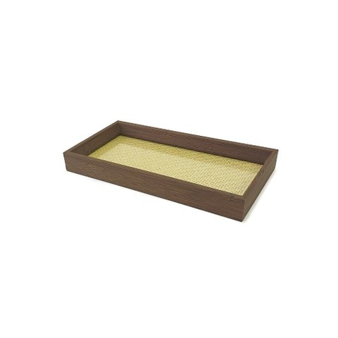 Bandeja Decorativa Retangular em MDF com Rattan 28x12cm