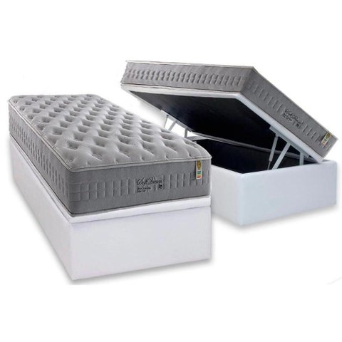 Cama Box Baú Solteiro: Colchão Molas Ensacadas Anjos Masterpocket Soft Dream + Base Crc Courano
