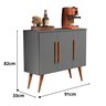 Aparador Balcão Buffet Decoração 3 Portas Pés Madeira Cinza - 3