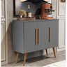Aparador Balcão Buffet Decoração 3 Portas Pés Madeira Cinza - 1