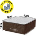 Ver imagem 3 de Cama Box Caminha para Cachorro e Gato Caminha em Suede Marrom + Lençol Impermeável Branco 60X60x24cm