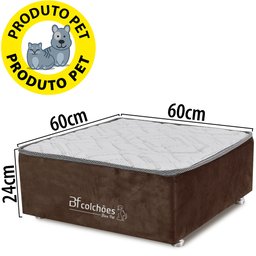 Cama Box Caminha para Cachorro e Gato Caminha em Suede Marrom + Lençol Impermeável Branco 60X60x24cm - 3