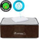 Ver imagem 2 de Cama Box Caminha para Cachorro e Gato Caminha em Suede Marrom + Lençol Impermeável Branco 60X60x24cm