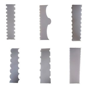 Kit 6 Espatula Decorativa de Bolo Profissional 6 Modelos Acrilico