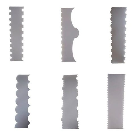 Kit 6 Espatula Decorativa de Bolo Profissional 6 Modelos Acrilico
