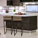 Ver imagem 6 de Kit 2 Banquetas Quadrada Junco Cappuccino para Balcão Ilha Cozinha Área Gourmet Bancada Piscina Bar