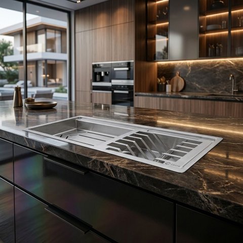 Calha Molhada Aço Inox Canal Organizador de Sobrepor para Cozinha Profissional 47cm Cozix