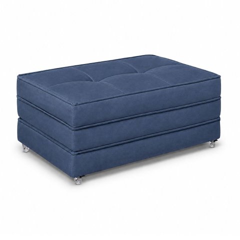 Puff Cama Dobravel 90cm Solteiro com Rodizios: Suede Azul