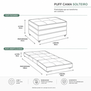 Ver imagem 3 de Puff Cama Dobravel 90cm Solteiro com Rodizios: Suede Azul
