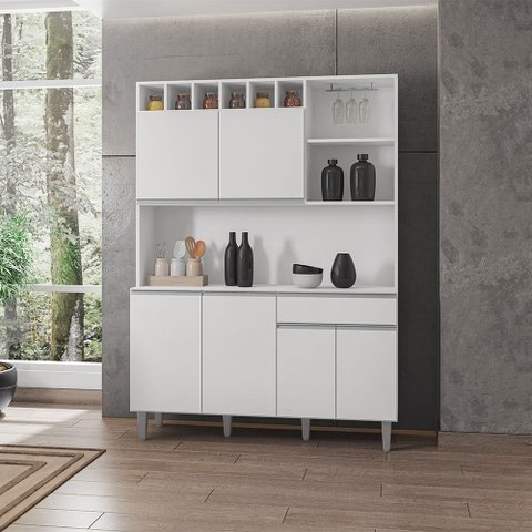 Cozinha Compacta Alice 130cm Branco Ajl Móveis
