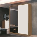 Ver imagem 2 de Guarda Roupa 2 Portas Deslizante 1 com Espelho 3 Gavetas Spazio Freijó/off White - Mpozenato