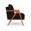 Ver imagem 3 de Kit 2 Poltronas Sala de Estar Maya Luxo Suede Preto M3 - Monari Design
