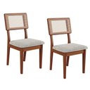 Ver imagem 3 de Conjunto Mesa de Jantar Redonda 4 Cadeiras Estofadas Encosto Tela 100% MDF Pinhão/Cinza Escuro - Dal