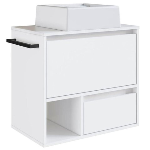Gabinete de Banheiro com Cuba 01 Porta 60cm Branco Proddy