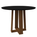 Ver imagem 1 de Mesa Redonda 4 lugares Com Vidro 3mm de 120cm Sem Cadeiras Le Mans Imbuia - Preto - ÉdeCasaMóveis