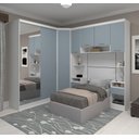 Ver imagem 1 de Guarda Roupa Dormitório Modulado Alpes Solteiro Espelho Porta Correr - Luciane M01e:azul