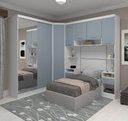 Ver imagem 1 de Guarda Roupa Dormitório Modulado Alpes Solteiro Espelho Porta Correr - Luciane M01e:azul