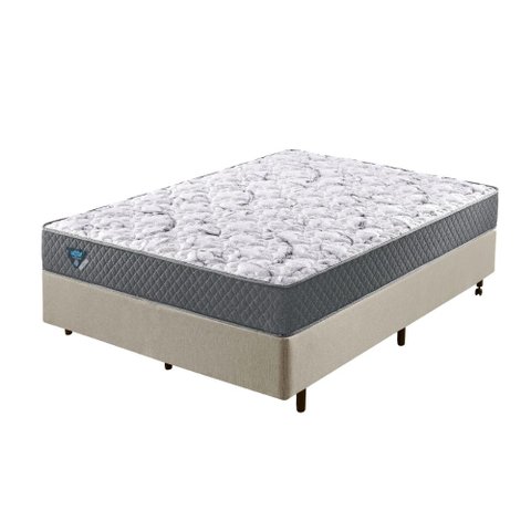 Cama Box Casal 138x188 Linho Bege com Colchão Mola Ensacada