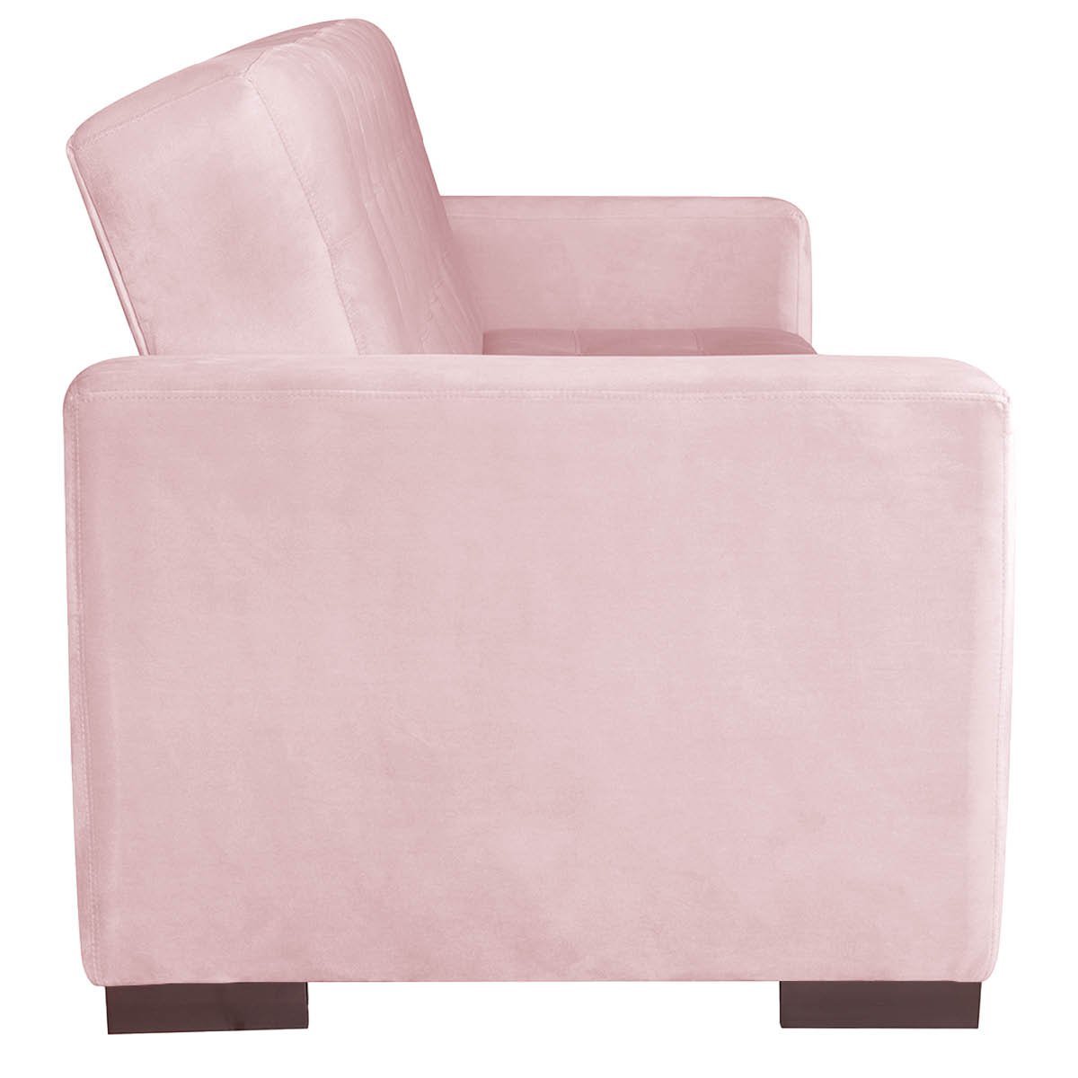 Sofá Cama 3 Lugares Jobim Suede Rosa Bebê - ADJ Decor - 5