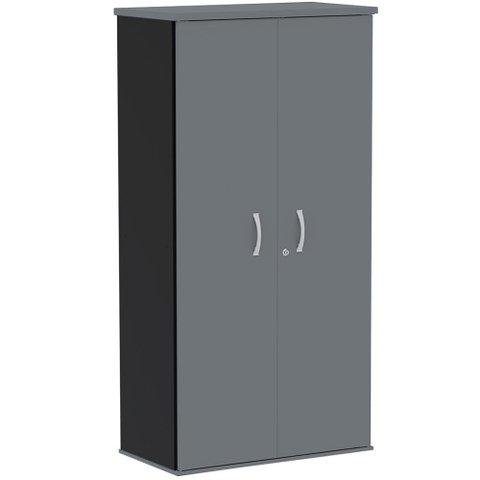 Armário Alto PE25 Pandin 79,20 cm (largura) em MDP Cor Preto e Grafito com Duas portas