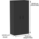 Ver imagem 3 de Armário Alto PE25 Pandin 79,20 cm (largura) em MDP Cor Preto e Grafito com Duas portas