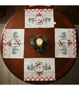 Ver imagem 2 de Toalha de Mesa Redonda Natalina 4 Lugares Vermelha e Jogo Americano Papai Noel 4 Peças