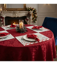 Ver imagem 1 de Toalha de Mesa Redonda Natalina 4 Lugares Vermelha e Jogo Americano Papai Noel 4 Peças