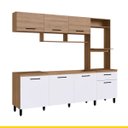Ver imagem 2 de Cozinha Compacta Moderna com Balcão Pia Antonela 245Cm Armário Forno/Micro MDP Mel Branco - ClickLar