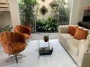 Ver imagem 2 de Namoradeira Pétalas Sued Premium Terracota - 1,20m Sua Casa Decor Pés Madeira Claro