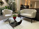Ver imagem 3 de Namoradeira Pétalas Sued Premium Terracota - 1,20m Sua Casa Decor Pés Madeira Claro
