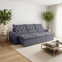Ver imagem 1 de Sofá Retrátil 210m 3 Lugares Reclinável em Suede Moderno Milão Cinza