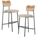 Ver imagem 1 de Kit 02 Banquetas Alta Bar Cozinha Sala Jantar Whisky Melina L02 Couríssimo Whisky Linho Bege - Lyam