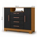 Ver imagem 3 de Cômoda Sapateira Essence 4 Gavetas 2 Portas Multiuso Moderno Quarto
