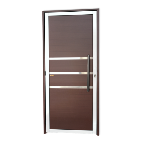 Porta Alumínio Lambril c/Friso c/Puxador D.Mix Corten 80 Brimak