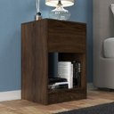 Ver imagem 1 de Mesa de Cabeceira Cor Madeira Retro com Gaveta e Nicho