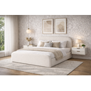 Ver imagem 2 de Cama Estofada Valentina 1.40m Casal Estrutura Reforçada Estilo Contemporâneo em Linho Off White